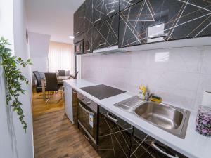 a kitchen with a sink and a counter top at Apartman Bellini 2 in Soko Banja