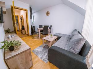 a living room with a couch and a table at Apartman Bellini 2 in Soko Banja