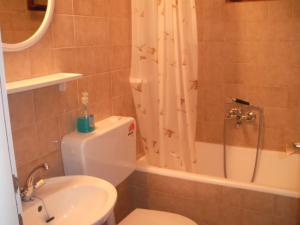 a bathroom with a toilet and a shower and a sink at Apartments by the sea Cove Zarace, Hvar - 21007 in Hvar