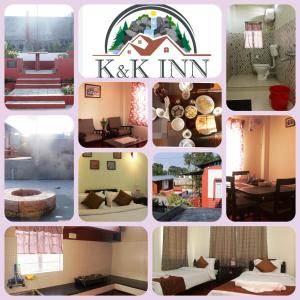 a collage of photos of a hotel room at K & K INN in Cherrapunji