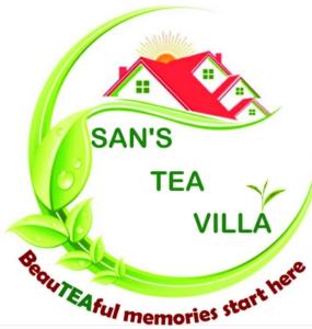 un logotipo para una empresa con una casa y una planta en SANS TEA VILLA, en Jalpāiguri