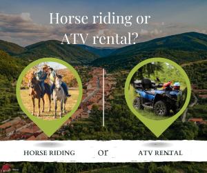 un collage de dos imágenes de una equitación o de un alquiler atv en Casa Dives - Transylvania en Pianu de Sus