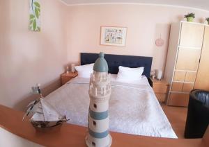 Postel nebo postele na pokoji v ubytování Ostseestrand