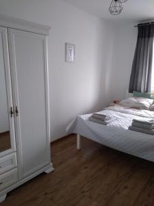 a bedroom with a bed and a closet at APARTAMENT MARTA in Biłgoraj