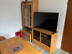 TV a/nebo společenská místnost v ubytování Ferienhaus Klinder