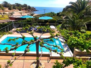 Elle offre une vue sur la piscine et l'océan. dans l'établissement Villa Playa, à L'Ametlla de Mar