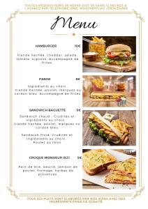 une page d'un menu avec une photo de la nourriture dans l'établissement Cosy house, à Le Petit-Quevilly