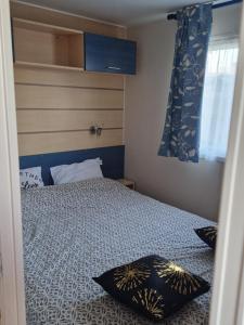 1 dormitorio con 1 cama con 2 almohadas en Mazet d El gato, en Arles