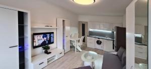 Televízia a/alebo spoločenská miestnosť v ubytovaní Útulný apartmán v centru, s krásným výhledem