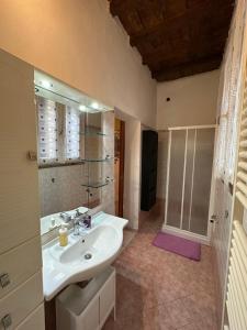 een badkamer met een wastafel en een spiegel bij AOSTA 3 in Parma