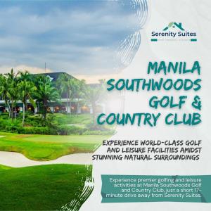 un folleto para un campo de golf en un complejo en Serenity Suites: Your tranquil gateway!, en Biñan