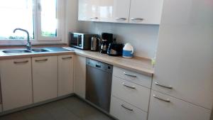 eine Küche mit Spüle und Geschirrspüler in der Unterkunft Privat Zimmer Richtung Messe in Hannover