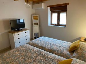 1 Schlafzimmer mit 2 Betten und einem Flachbild-TV in der Unterkunft Casa De Los Silos 