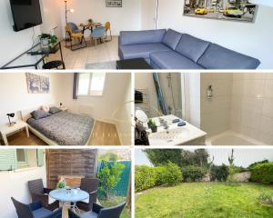 a collage of photos of a living room and a living room at Le Cocon Melunais in Melun