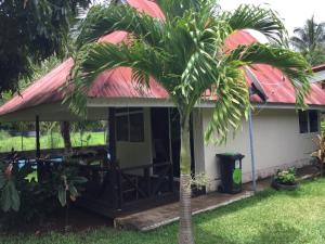 ein Haus mit einer Palme davor in der Unterkunft VAIHEI 22 in Puahua