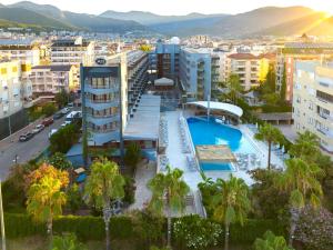 an aerial view of a city with a resort at A11 Hotel Obaköy in Alanya