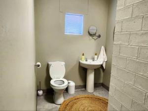 a bathroom with a toilet and a sink at Noordoewer Self Catering Chalets in Noordoewer