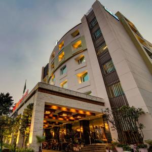 a rendering of the front of a hotel at Godwin Haridwar in Haridwār