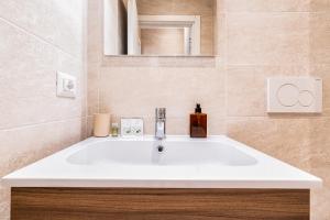 a bathroom with a white sink and a mirror at Ticinello 1 in Milan