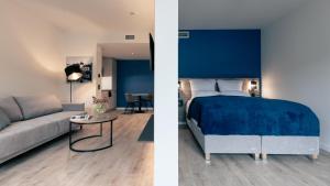 Postel nebo postele na pokoji v ubytování Nena Apartments SPREEblau