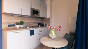 Kuchyň nebo kuchyňský kout v ubytování Nena Apartments SPREEblau