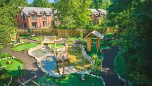 an aerial view of a garden in front of a house at Whitemead Forest Park in Lydney