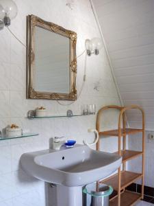 a bathroom with a sink and a mirror on the wall at Apartment in Villa Rochlitz in Rochlitz