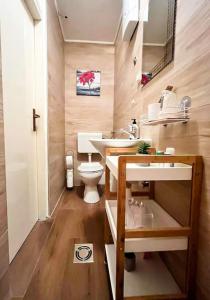 een kleine badkamer met een wastafel en een toilet bij Agape Apartment in Novi Vinodolski