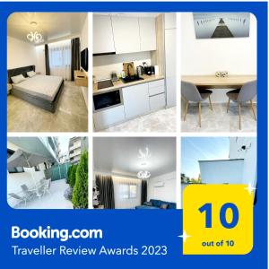 a collage of pictures of a kitchen and a living room at Near Sea Apart Mamaia Nord in Mamaia Nord