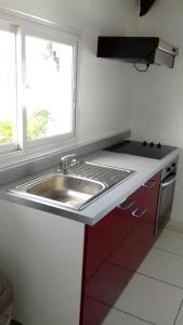 Kuchyň nebo kuchyňský kout v ubytování Appartement charmant à Petit-Canal