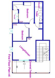 De plattegrond van 2 bedrooms apartement with furnished terrace and wifi at Trou aux Biches 1 km away from the beach