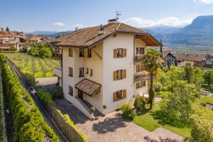 an aerial view of a house in a vineyard at Haus Bellutti in Termeno