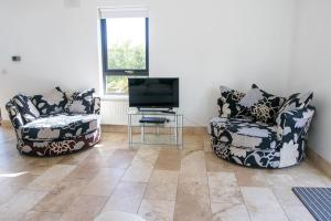 TV a/nebo společenská místnost v ubytování Osher Apartment