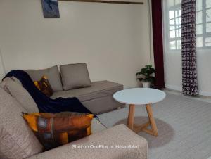 a living room with a couch and a table at Rovers Apartment in Nanyuki