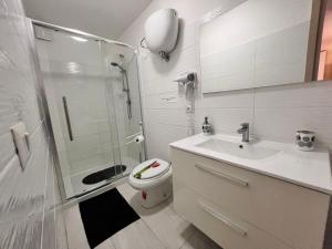 y baño con ducha, aseo y lavamanos. en Tropea Comfort Room en Tropea