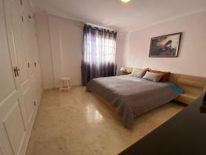カジャオ・サルバヘにあるSuperior Apartment with Ocean Viewのベッドルーム(大型ベッド1台、窓付)