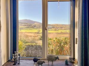 a room with a large window with a view at Hyfrydle Cottage in Pen-y-groes