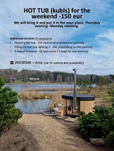 a flyer for a hot tub for the weekend cut at Dzeņi in Amatciems