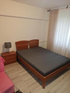 een slaapkamer met een bed en een bank bij DUNAVSKI KEJ in Novi Sad