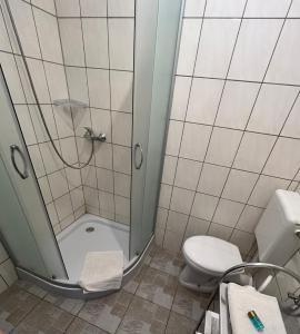 Koupelna v ubytování Pension Chevermeto