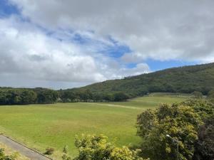 a large green field with trees in the background at Home Sweet Home in Quatre Bornes