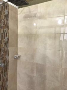 a bathroom with a shower with a glass door at Caliview Apartahotel Andalaya in Cali +82 photos