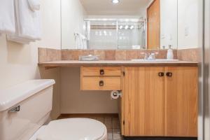 a bathroom with a sink and a toilet at Fitzsimmons B - Private Sauna, Located in the Heart of Whistler Village in Whistler