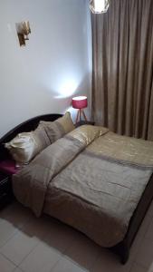 a bed in a bedroom with a lamp on it at harmony house 2 in Rabat