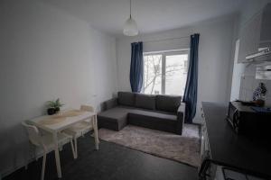 sala de estar con sofá y mesa en Smulikowskiego Apartment en Varsovia
