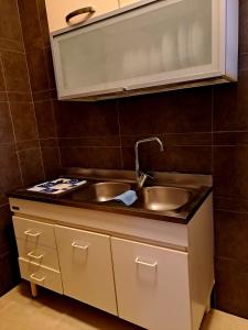 a kitchen with a sink and a counter top at La Sosta House Anzio in Anzio