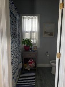 a bathroom with a toilet and a window at A little place in the Sun in Milford +21 photos