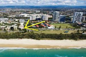 an aerial view of a beach with buildings at Kundu Lodge - Hosted by Burleigh Letting in Gold Coast