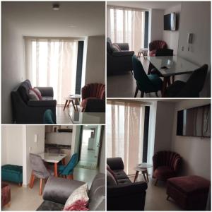 un collage de quatre photos d'un salon dans l'établissement APARTAMENTO EN BUCARAMANGA, ZONA CENTRICA, à Bucaramanga