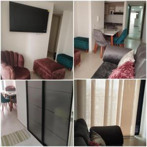 a collage of four pictures of a living room and a kitchen at APARTAMENTO EN BUCARAMANGA, ZONA CENTRICA in Bucaramanga